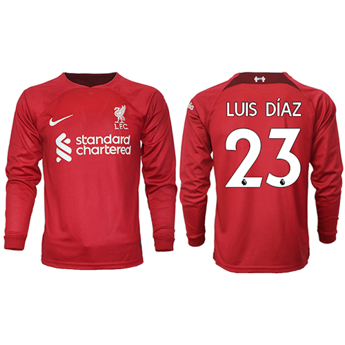 Fotbalové Dres Liverpool Luis Diaz #23 Domácí 2022-23 Dlouhý Rukáv